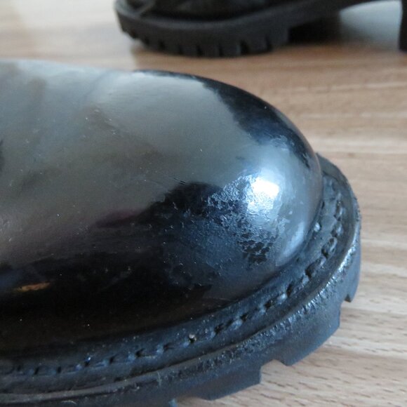 VINTAGE DAYTON Driver Combat Moto Lug Vibram Boots in Black Leather - Picture 15 of 16